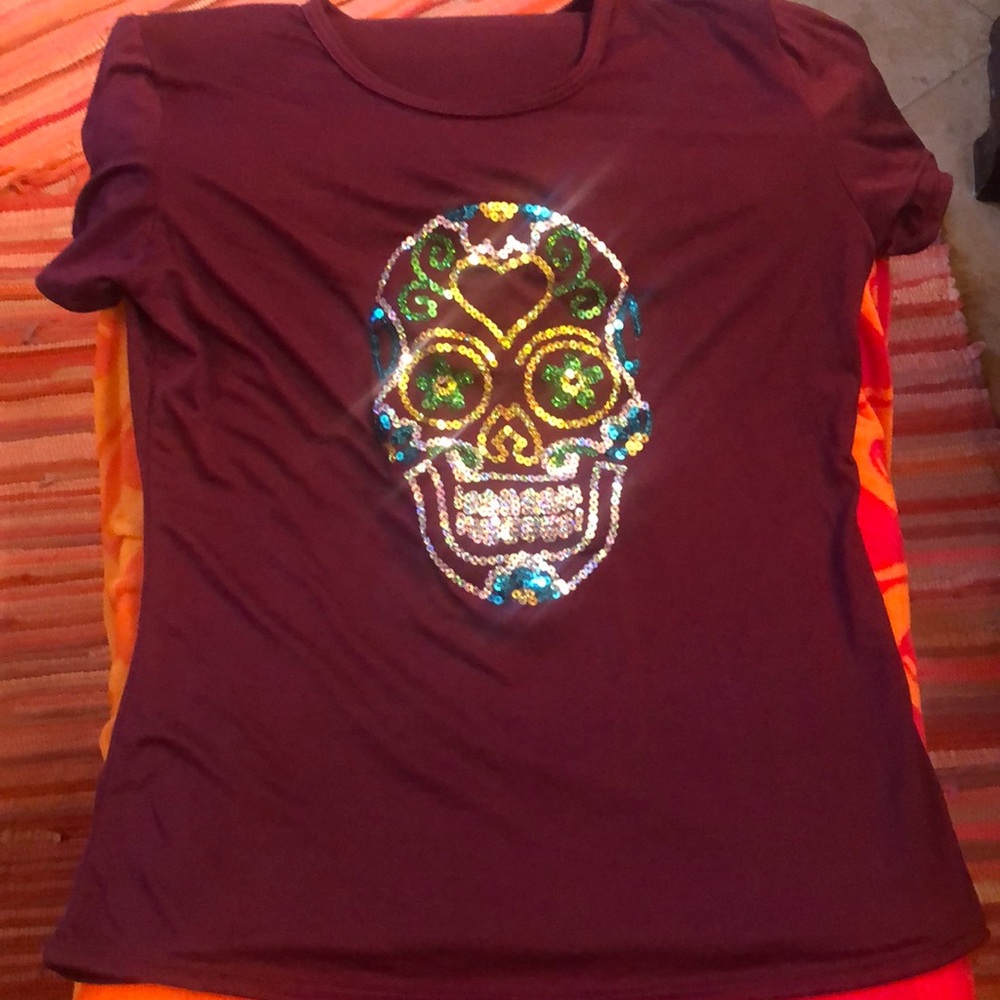 Purple Sequence Skull Womans one size Top